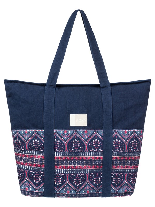 roxy, Folk Singer Beach Tote Bag, CHINA BLUE NEW MAIDEN SWIM (bnd5) 0 Folk Singer Beach Tote Bag ERJBT03089 Roxy