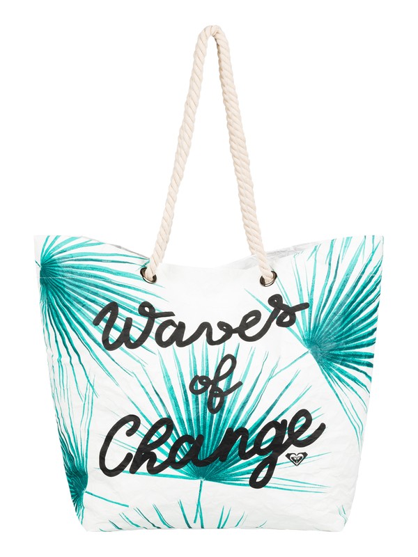 roxy, Waves Of Changes Reversible Recycled Beach Bag, MARSHMALLOW (wbt0) 0 Waves Of Changes Reversible Recycled Beach Bag White ERJBT03125 Roxy