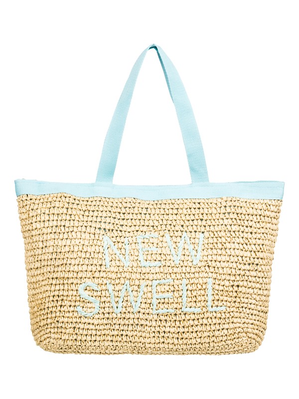 roxy, Heard That Sound Straw Tote Bag, ATLANTIS (gmh0) 0 Heard That Sound Straw Tote Bag Green ERJBT03126 Roxy