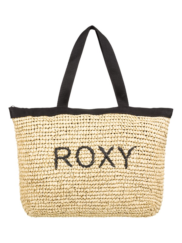 roxy, Heard That Sound Straw Tote Bag, TRUE BLACK (kvj0) 0 Heard That Sound Straw Tote Bag Black ERJBT03126 Roxy