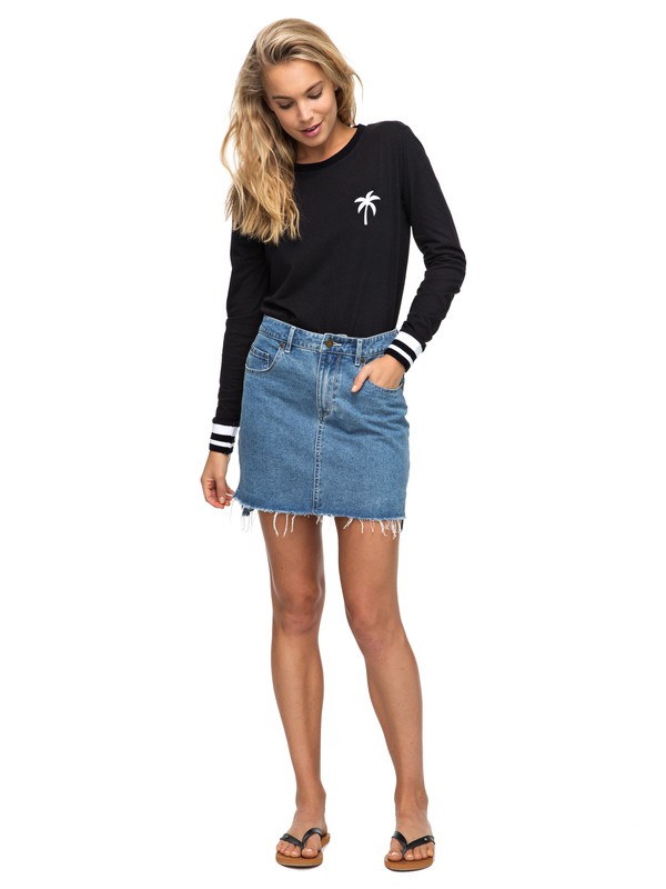 roxy, Take This Chance High Waisted Denim Skirt, VINTAGE BLUE (bkpw) 0 Take This Chance High Waisted Denim Skirt Blue ERJDK03006 Roxy