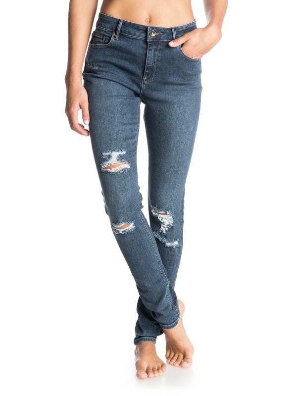 roxy, Suntrippers Distressed Skinny Jeans, DARK BLUE (btnw) 0 Suntrippers Distressed Skinny Jeans ERJDP03087 Roxy