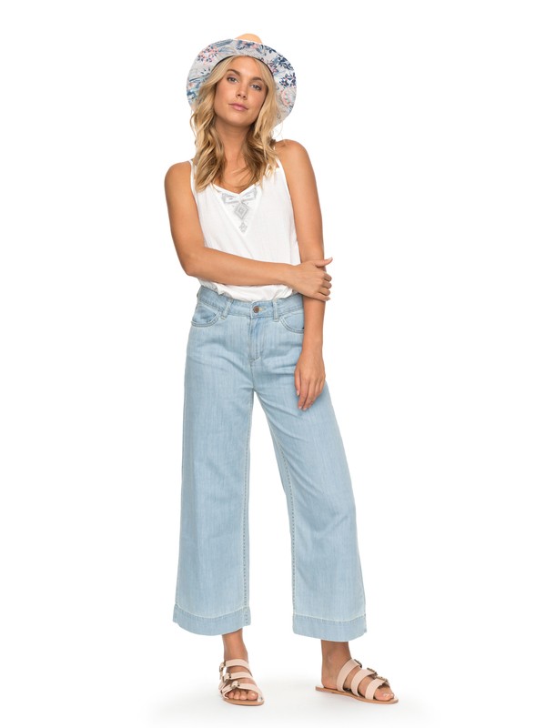 roxy, Janis Wide Leg Denim Jeans, LIGHT BLUE (bfn0) 0 Janis Wide Leg Denim Jeans Blue ERJDP03188 Roxy