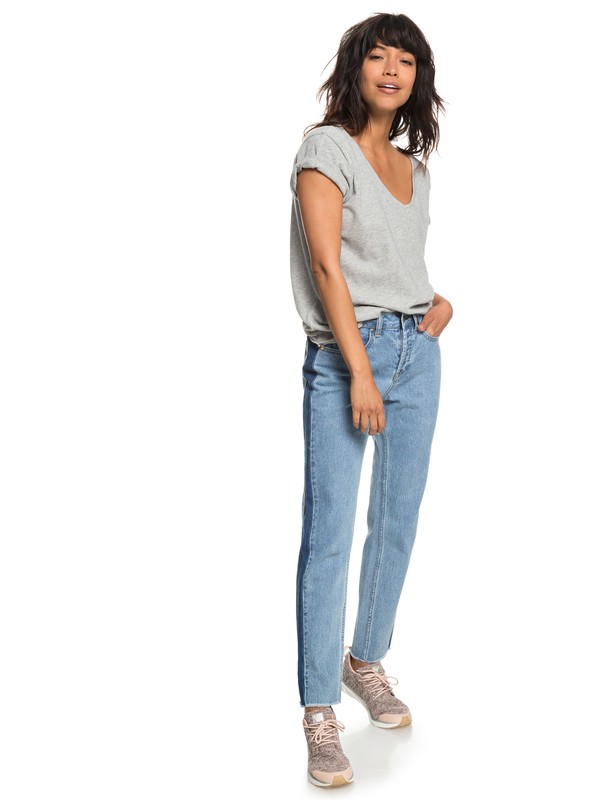 roxy, Cloudy Days - Jean boyfriend pour Femme, RETRO LIGHT BLUE (bdv0) 0 Cloudy Days - Jean boyfriend pour Femme Bleu ERJDP03196 Roxy