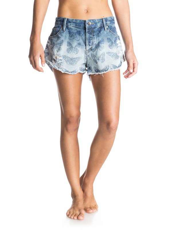 roxy, Michael Leon Carmel Coast Denim Shorts, WATERCOLOUR BUTTERFLY COMBO SA (wcd6) 0 Michael Leon Carmel Coast Denim Shorts ERJDS03082 Roxy