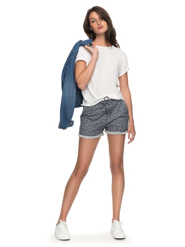 roxy, Trippin Stripe Fleece Lounge Shorts, MARSHMALLOW JUST SIMPLE STRIPE (wbt5) 0 Trippin Stripe Fleece Lounge Shorts White ERJFB03152 Roxy