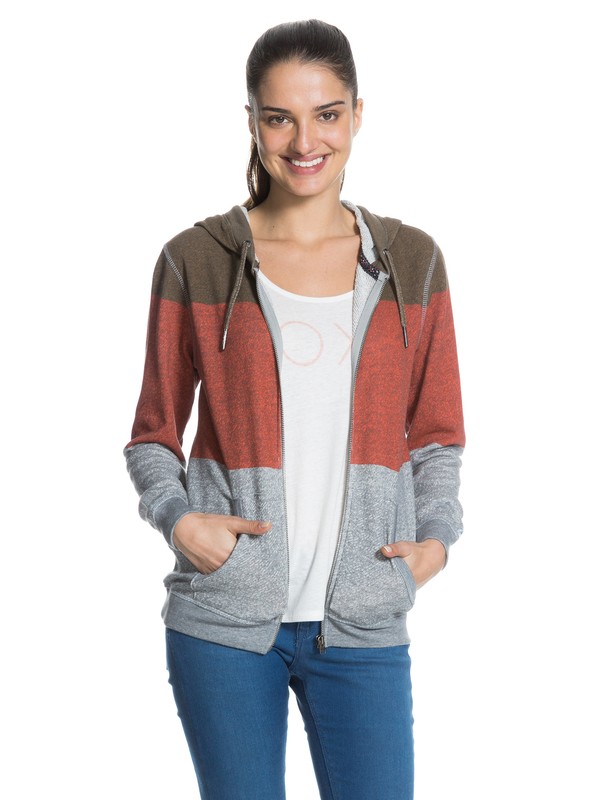 roxy, Beauty Stardust Stripped Hoodie, HOT CORAL (mkz0) 0 Beauty Stardust Stripped Hoodie ERJFT03024 Roxy