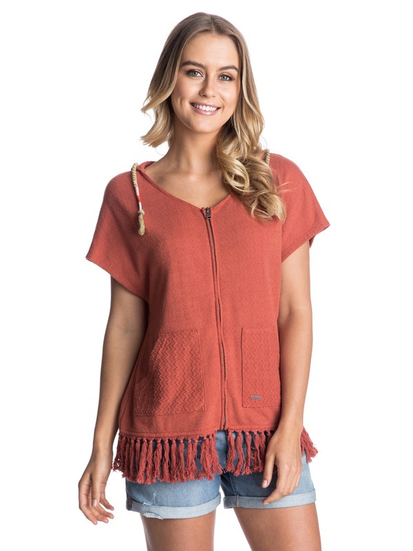 roxy, Paquito Poncho Zip Hoodie, REDWOOD (mnl0) 0 Paquito Poncho Zip Hoodie ERJFT03101 Roxy