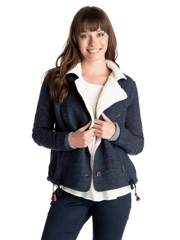 roxy, Street Dancer Button Up Sweatshirt, PEACOAT (btn0) 0 Street Dancer Button Up Sweatshirt ERJFT03138 Roxy