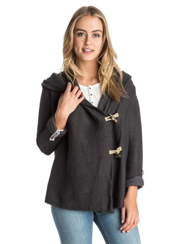 roxy, Rise Up! Hooded Cardigan, CHARCOAL HEATHER (kpgh) 0 Rise Up! Hooded Cardigan ERJFT03182 Roxy