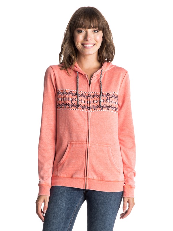 roxy, Tropical Bazaar Mosaic Zip Hoodie, LIVING CORAL (mjl0) 0 Tropical Bazaar Mosaic Zip Hoodie ERJFT03325 Roxy