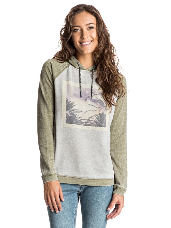 roxy, Palm Bazaar Best Of Time Pullover Hoodie, MILITARY OLIVE (cqw0) 0 Palm Bazaar Best Of Time Pullover Hoodie ERJFT03356 Roxy