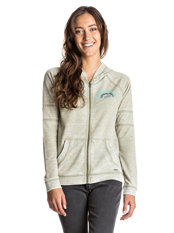 roxy, Dip Out A Zip Hoodie, OIL GREEN (gld0) 0 Dip Out A Zip Hoodie ERJFT03468 Roxy