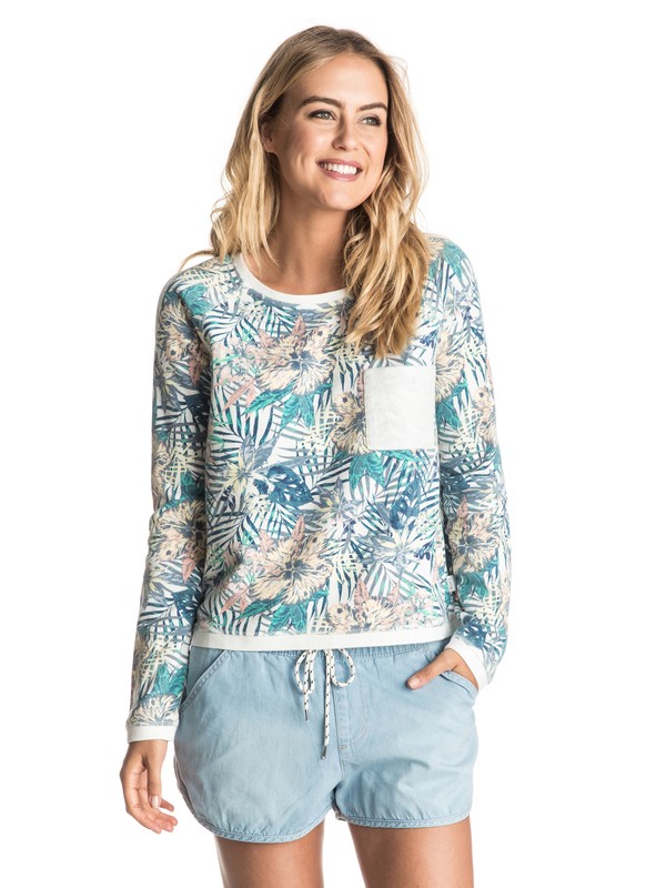 roxy, Whitewater Waves Pullover Sweatshirt, MARSHMALLOW BEYOND LOVE (wbt8) 0 Whitewater Waves Pullover Sweatshirt ERJFT03483 Roxy