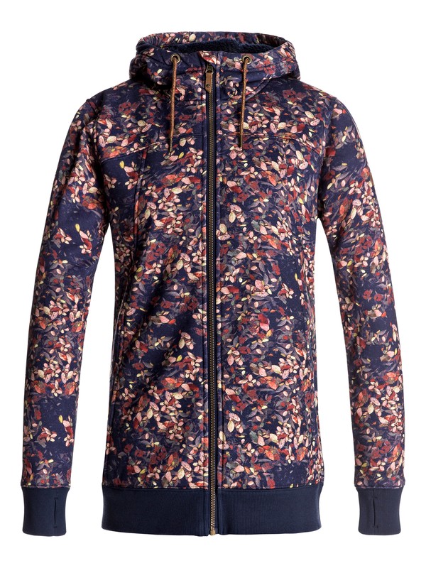 roxy, Frost - Zip-Up Sherpa Hoodie for Women, PEACOAT_WATERLEAF (btn4) 0 Frost - Zip-Up Sherpa Hoodie for Women Blue ERJFT03554 Roxy