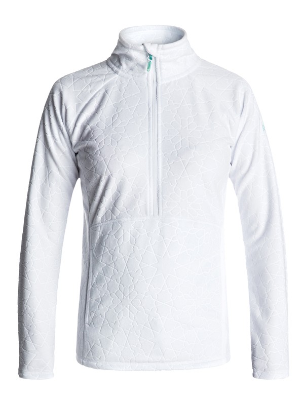 roxy, Флисовая толстовка на молнии Cascade, BRIGHT WHITE_GANA EMBOSS (wbb1) 0 Флисовая толстовка на молнии Cascade Белый ERJFT03562 Roxy