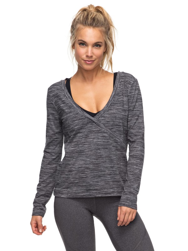 roxy, Soul Storm - Yoga Wickel-Top, CHARCOAL HEATHER (kpvh) 0 Soul Storm - Yoga Wickel-Top Schwarz ERJFT03624 Roxy