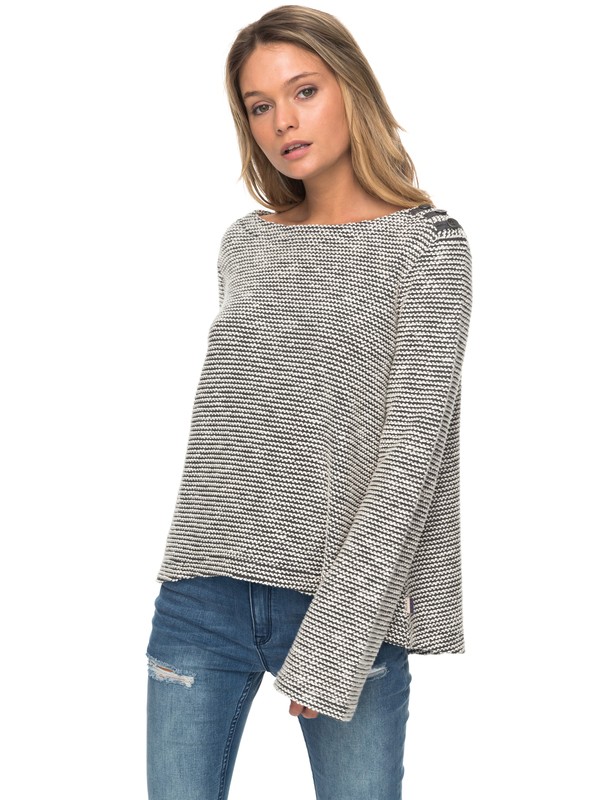 roxy, Free Thinking Flared Sleeve Sweatshirt, CHARCOAL HEATHER (kpgh) 0 Free Thinking Flared Sleeve Sweatshirt ERJFT03677 Roxy