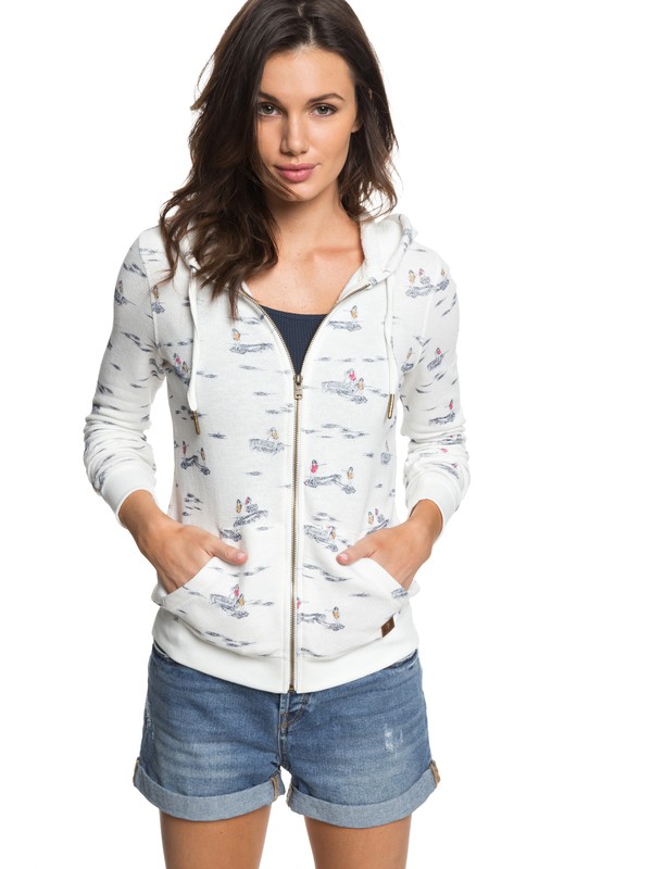 roxy, Trippin Zip-Up Hoodie, MARSHMALLOW BOAT TRIP SMALL (xwyb) 0 Trippin Zip-Up Hoodie ERJFT03724 Roxy