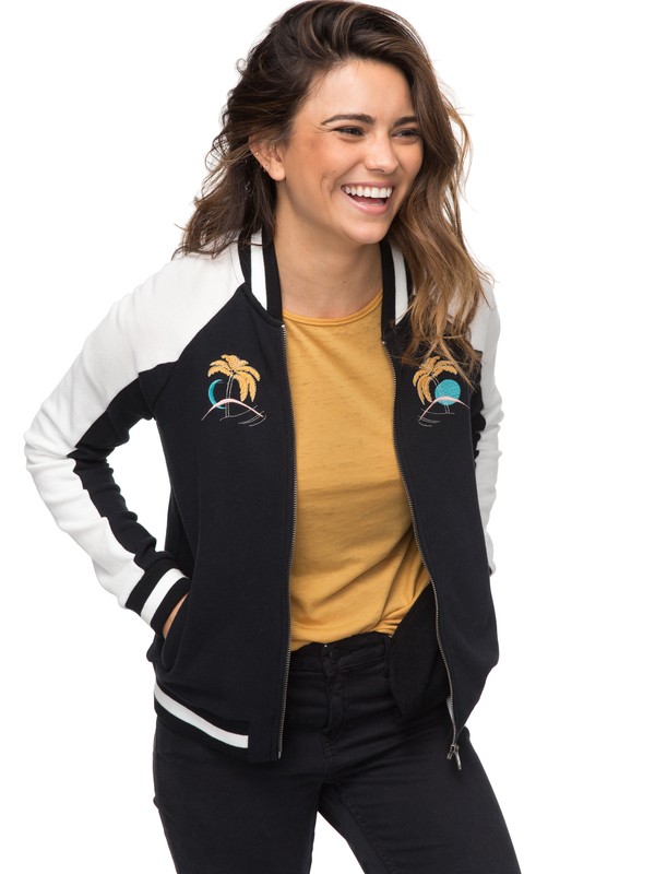 roxy, Perfect B - Bomber Jacket Sweatshirt, ANTHRACITE (kvj0) 0 Perfect B - Bomber Jacket Sweatshirt Black ERJFT03726 Roxy