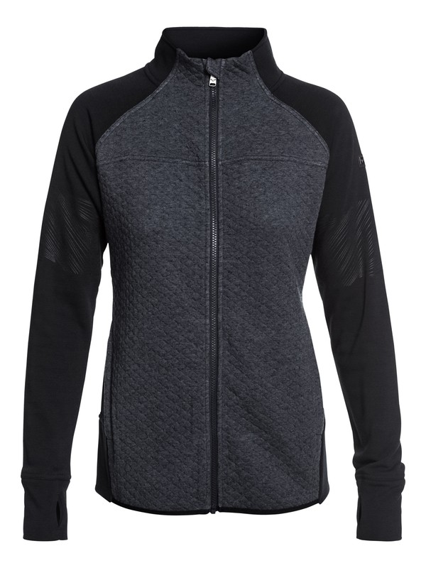 roxy, ROXY Premiere Technical Zip-Up Sweatshirt, TRUE BLACK (kvj0) 0 ROXY Premiere Technical Zip-Up Sweatshirt ERJFT03740 Roxy