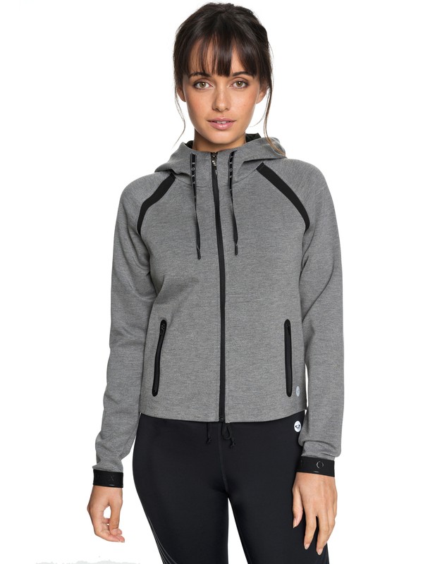 roxy, Love Like A Star - Zip-Up Hoodie for Women, CHARCOAL HEATHER (ktah) 0 Love Like A Star - Zip-Up Hoodie for Women Black ERJFT03788 Roxy