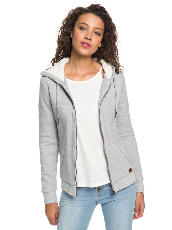 roxy, Trippin Sherpa Zip-Up Hoodie, HERITAGE HEATHER (sgrh) 0 Trippin Sherpa Zip-Up Hoodie Grey ERJFT03821 Roxy