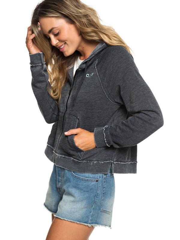 roxy, True To Life Zip Up Hoodie, ANTHRACITE (kvj0) 0 True To Life Zip Up Hoodie Black ERJFT03843 Roxy