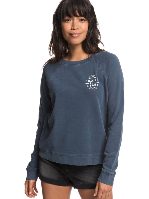 roxy, Highway Heights A Sweatshirt, DRESS BLUES (btk0) 0 Highway Heights A Sweatshirt Blue ERJFT03850 Roxy