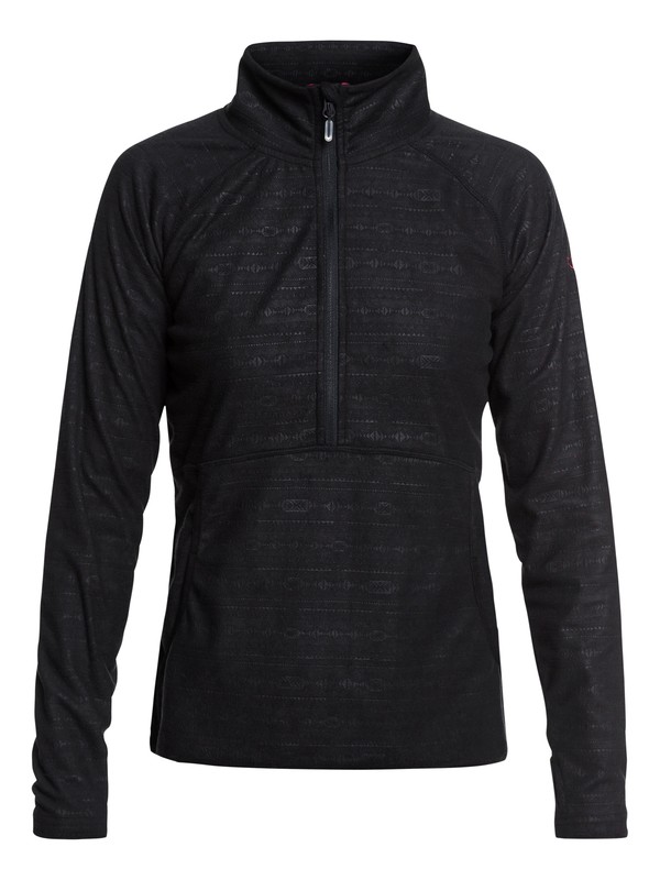 roxy, Cascade Technical Half-Zip Fleece, TRUE BLACK_INDIE STRIPES EMBOS (kvj8) 0 Cascade Technical Half-Zip Fleece Black ERJFT03855 Roxy