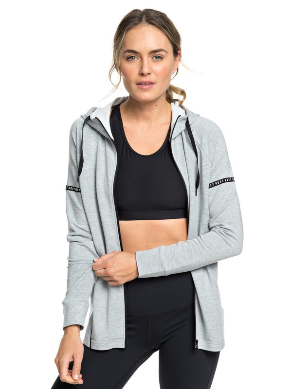 roxy, Follow The Stars - Sweat à capuche zippé pour le sport pour Femme, HERITAGE HEATHER (sgrh) 0 Follow The Stars - Sweat à capuche zippé pour le sport pour Femme Gris ERJFT03898 Roxy