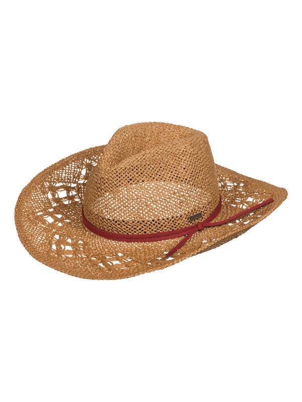 roxy, Cowgirl Straw Hat, DEEP TAUPE (cnf0) 0 Cowgirl Straw Hat ERJHA03047 Roxy