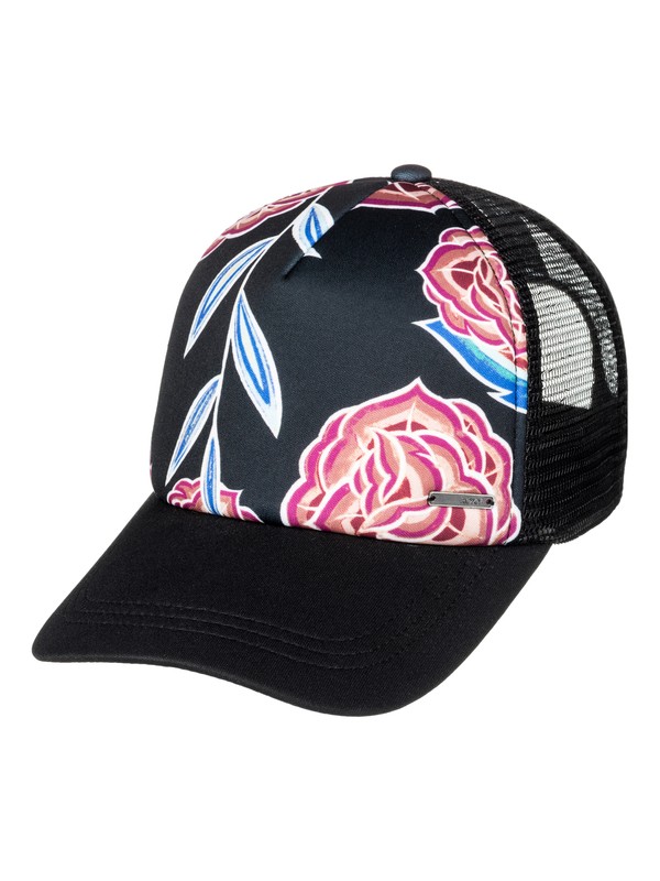 roxy, Water Come Down Trucker Hat, ANTHRACITE MEXICAN ROSES (kvj7) 0 Water Come Down Trucker Hat ERJHA03355 Roxy