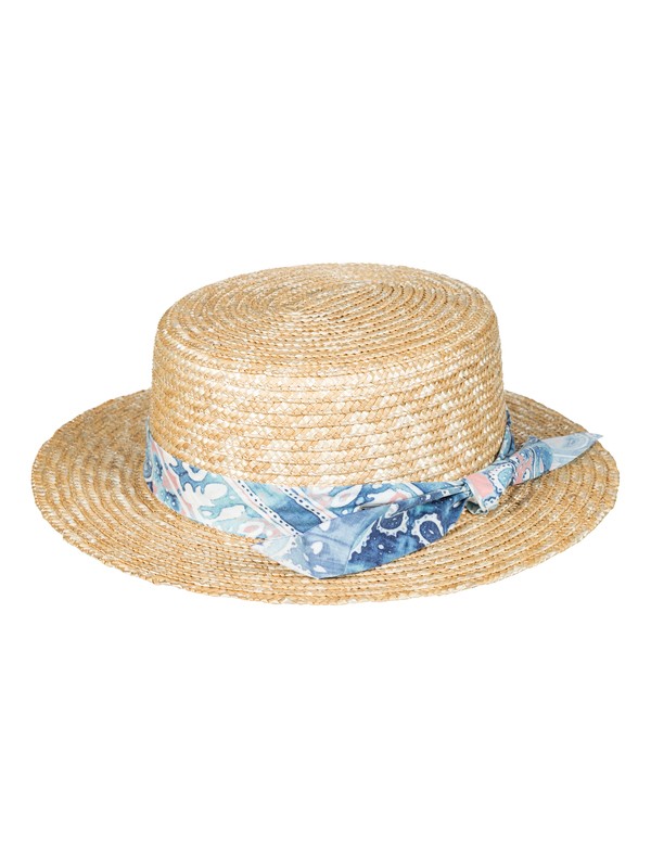 roxy, Dream Like A Travel Straw Boat Hat, MARSHMALLOW MIAMI ON SUNSET (xwbm) 0 Dream Like A Travel Straw Boat Hat ERJHA03383 Roxy