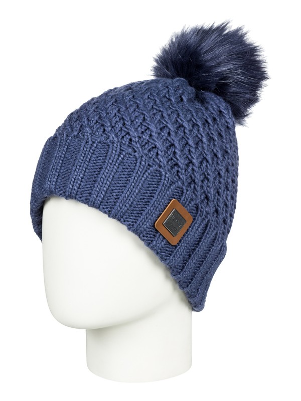 roxy, Blizzard Pom-Pom Beanie, CROWN BLUE (bqy0) 0 Blizzard Pom-Pom Beanie Blue ERJHA03412 Roxy