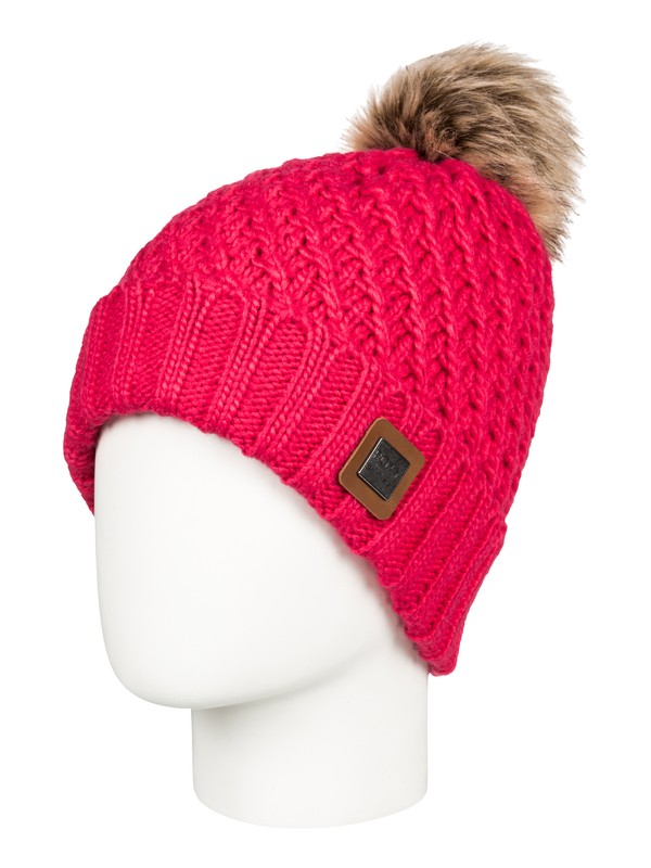 roxy, Blizzard Pom-Pom Beanie, TEABERRY (mmn0) 0 Blizzard Pom-Pom Beanie Pink ERJHA03412 Roxy