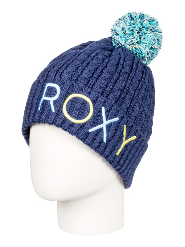 roxy, Fjord Pom-Pom Beanie, CROWN BLUE (bqy0) 0 Fjord Pom-Pom Beanie ERJHA03435 Roxy