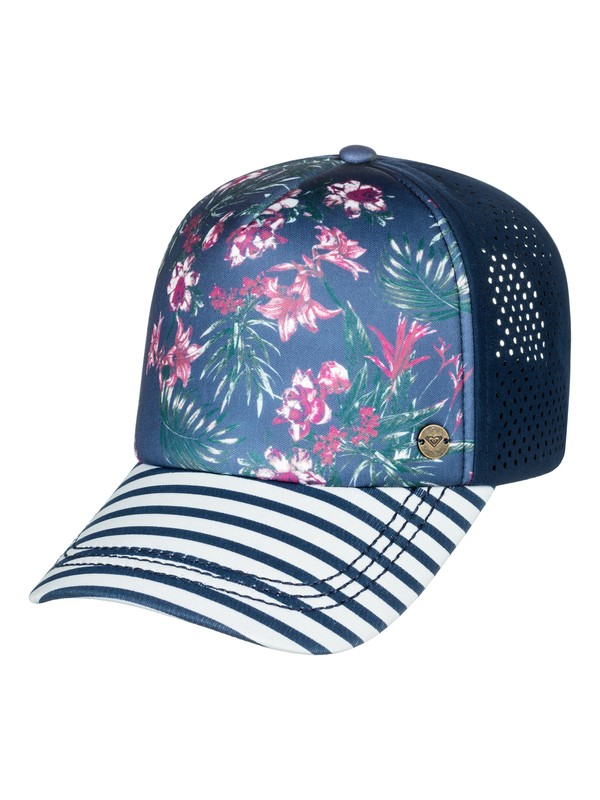 roxy, Waves Machines Trucker Hat, CROWN BLUE FLOWER GAMES (bqy6) 0 Waves Machines Trucker Hat Blue ERJHA03443 Roxy