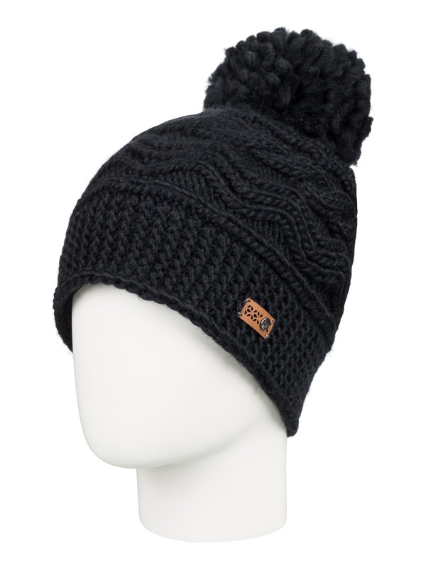roxy, Winter Pom-Pom Beanie, TRUE BLACK (kvj0) 0 Winter Pom-Pom Beanie ERJHA03461 Roxy