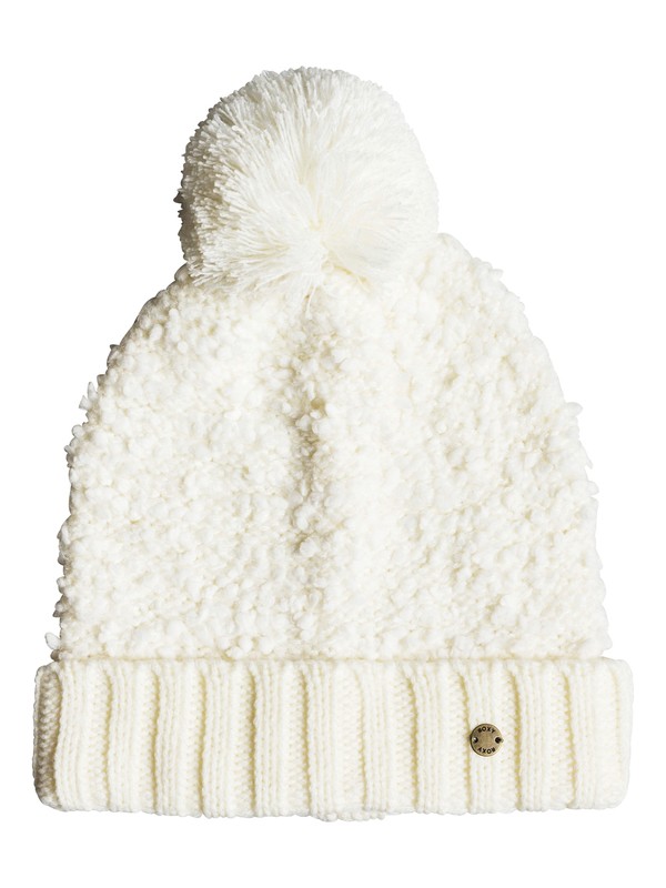 roxy, Happy Storm Pom-Pom Beanie, MARSHMALLOW (wbt0) 0 Happy Storm Pom-Pom Beanie White ERJHA03466 Roxy