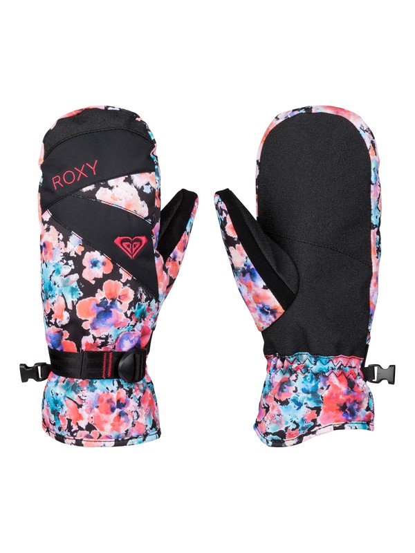 roxy, ROXY Jetty - Snow Mittens, MADISON FLOWERS_TRUE BLACK (kvj4) 0 ROXY Jetty - Snow Mittens ERJHN03035 Roxy