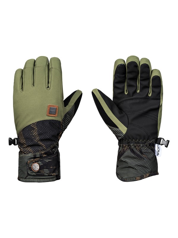 roxy, Vermont - Ski/Snowboard Gloves, FOUR LEAF CLOVER_SWELL FLOWERS (gph2) 0 Vermont - Ski/Snowboard Gloves Green ERJHN03096 Roxy