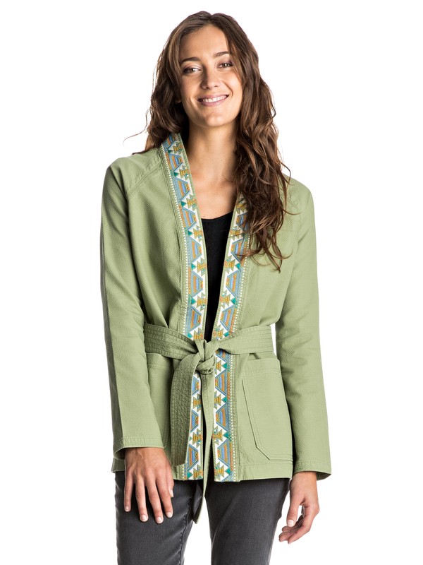roxy, Meiva Kimono Jacket, OIL GREEN (gld0) 0 Meiva Kimono Jacket ERJJK03167 Roxy