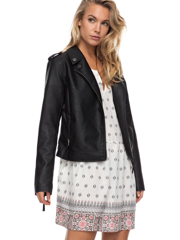roxy, Midnight Ride Faux Leather Biker Jacket, ANTHRACITE (kvj0) 0 Midnight Ride Faux Leather Biker Jacket ERJJK03178 Roxy
