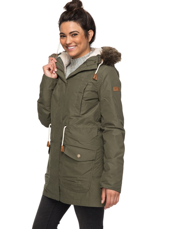 roxy, Amy Waterproof Parka Jacket, DUST IVY (gqm0) 0 Amy Waterproof Parka Jacket ERJJK03184 Roxy