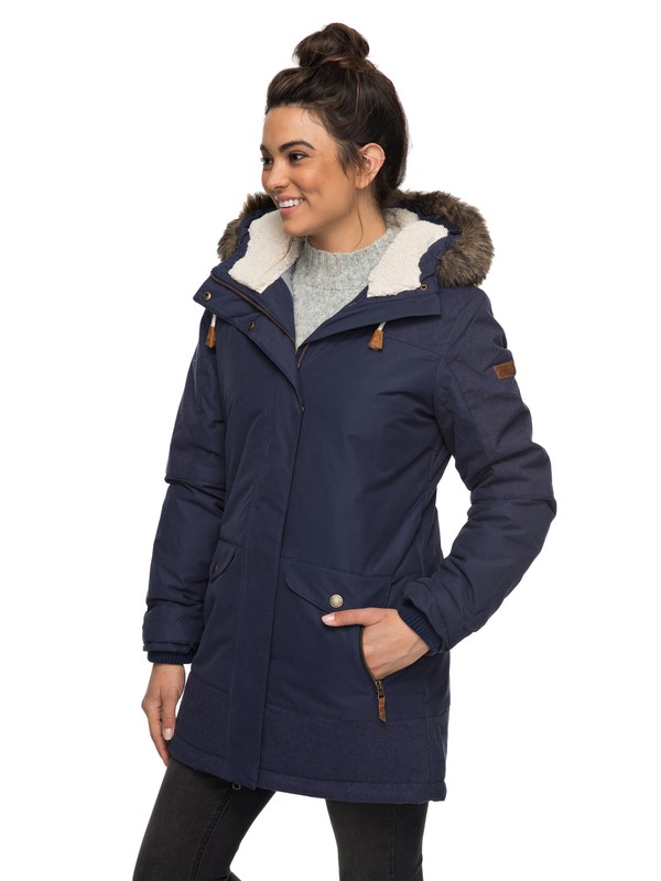 roxy, Tara - Chaqueta parka larga impermeable para Mujer, PEACOAT (btn0) 0 Tara - Chaqueta parka larga impermeable para Mujer ERJJK03185 Roxy