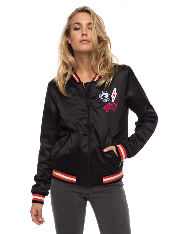 roxy, Marine Life - Chaqueta bomber satinada, ANTHRACITE (kvj0) 0 Marine Life - Chaqueta bomber satinada Negro ERJJK03198 Roxy