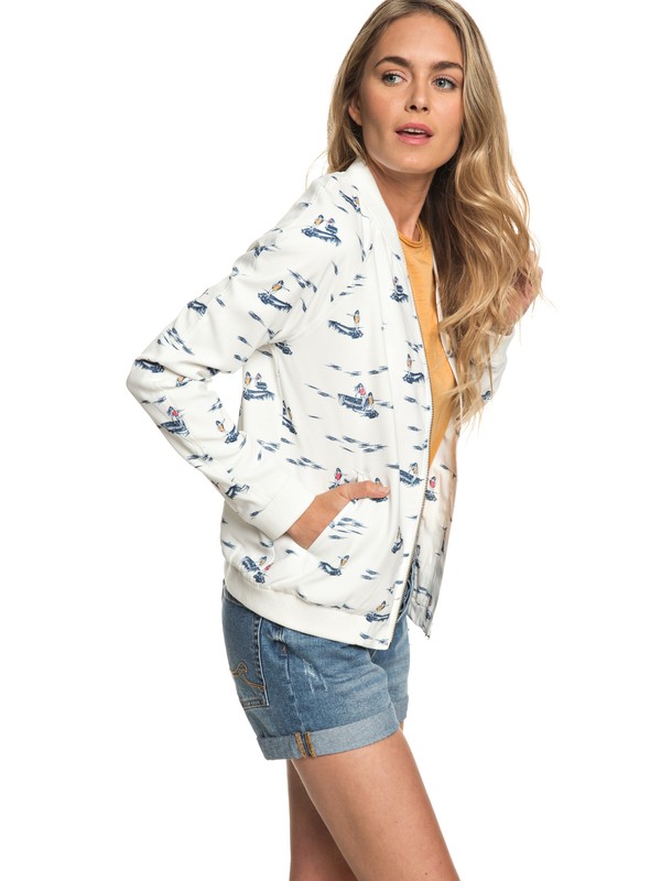 roxy, Waterfall Sun - Bomberjacke aus Sweatshirtstoff für Frauen, MARSHMALLOW GIRL ON THE WAVE (xwyb) 0 Waterfall Sun - Bomberjacke aus Sweatshirtstoff für Frauen Weiss ERJJK03220 Roxy