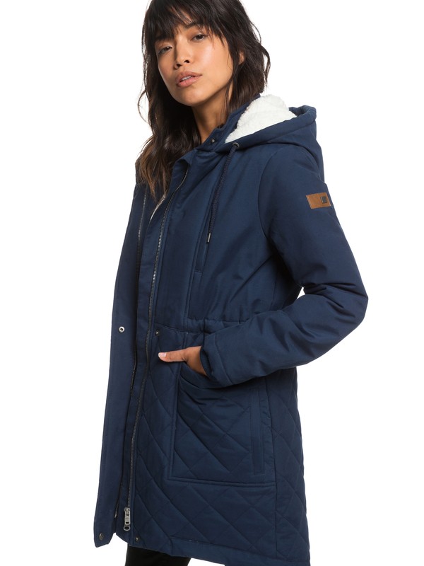 roxy, Slalom Chic - Wasserdichte, wattierte Jacke mit Kapuze für Frauen, DRESS BLUES (btk0) 0 Slalom Chic - Wasserdichte, wattierte Jacke mit Kapuze für Frauen Blau ERJJK03231 Roxy