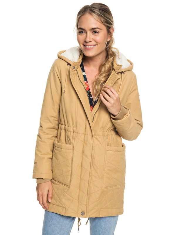 roxy, Slalom Chic - Veste à capuche matelassée imperméable pour Femme, CURRY (tjq0) 0 Slalom Chic - Veste à capuche matelassée imperméable pour Femme Beige ERJJK03231 Roxy